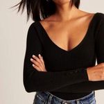Abercrombie & Fitch Black Ribbed Scoop Neck Sweater Bodysuit Photo 0