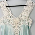VTG California Dynasty Satin Fairy Cottagecore Etherial Lace Slip Dress Medium Green Photo 3