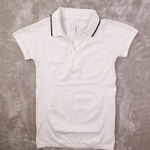 Athleta Momentum White Short Sleeve Quarter Zip Polo Shirt Women's Medium Photo 0