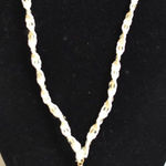 Source Unknown VTG White Braided Hemp w/ Gold Tone Beads Wire Beaded Star 17" Casual Necklace Photo 0