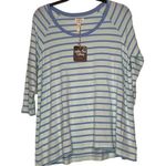 Matilda Jane Womens 3/4 Sleeve Top Size Small T-Shirt Teal Blue Striped Photo 0