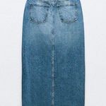 ZARA maxi midi full length cargo high waist a line casual denim jean skirt Photo 3