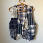 Vintage Blue Plaid Patchwork Vest Women's Large Photo 2