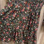 Old Navy  Black Floral Gold Stripe Waist-Defined Shine Mini Dress Small Tall NWT Photo 3