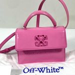 Off-White  Baby Jitney Patent Leather Top Handle Shoulder Satchel Bag Pink NEW Photo 3