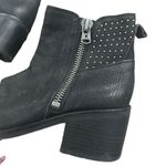 Lucky Brand Kalie Black suede Studded Boho Zip Up Leather Moto Biker Ankle Boots Photo 2
