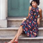 Trashy Diva CURIOUS CORSAGE Streetcar Fit Flare Dress Size 0 XS Retro 40’s Swing Blue Photo 0