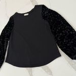 Altar'd State Velvet Long Sleeve Crewneck Blouse Womens Size Small Black Elegant Photo 1