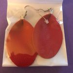 Earrings Red Teardrop Earrings Faux Leather BRAND NEW Fish Hook Vegan Leather Photo 4
