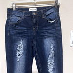 Mind Code Y2K  Jeans Juniors 5 Skinny Low Rise Dark Wash Distressed cuffed ankle Photo 1