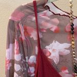 Cranberry maxi dress with mesh floral top pockets NWOT 2fer Red Size undefined Photo 2