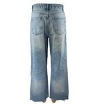 ZARA Women's Blue High Waist Frayed Raw Hem Baggy Wide Leg Denim Jeans Pants 6 Photo 2