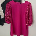 Vine & Love  Hot Pink Sequin Short Sleeve Blouse Photo 0