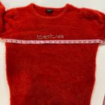 Bebe Red Fuzzy Logo Sweater Size L Soft Long Sleeve Pullover Photo 3