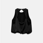 ZARA NWT Womens Sz Small - Black Open Back Balloon Rhinestone Collar Appliqués Photo 9