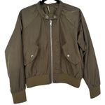 Free People Midnight Satin Full Zip Bomber Jacket Olive Green Size Small Photo 5