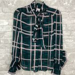 CAbi Cake Ruffle Sheer Long Sleeve Button down Blouse Photo 2