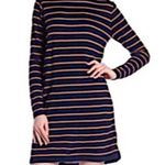 Cotton Emporium Nautical Striped Bi-color Sweater Navy Mini Dress Sz L Photo 0