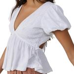 Free People Smocked Open Back Peplum Cotton Top Photo 2