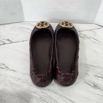 Tory Burch Size 6.5 Quilted Minnie Travel Ballet Leather Shoes Burgundy Maroon Photo 8