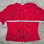 Madewell Daylight V-Neck Top in Windswept Floral Americana Cranberry Red 8 K5730 Photo 9