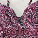 Island Escape Gemini Chevron Tankini Top Underwire PushUp Size 6 New Maroon Teal Black Photo 2