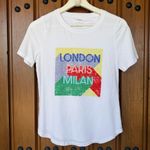 Anthropologie Maeve White Graphic Tee Milan Paris London XS Photo 1