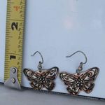 Unique Copper Butterfly Earrings, Western Boho Style Vintage Jewelry Black Photo 3