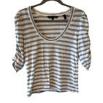 Veronica Beard  Women's Netto Tee Size Small Hydrangea/Multi  Striped Ruched Arms Photo 0