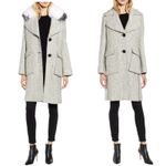 Derek Lam 10 CROSBY Tweed Coat Wool Fur Collar Pockets White Black Designer 8 Photo 4
