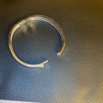 None Silver Hinged Reversible Bracelet Blue Rhinestones & Sleek Minimalist Photo 3