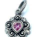 Brighton Retired Open Heart Charms Pendant Silver Snake π Chain Necklace w/ ladybug π & A letter Initial enamel Vintage Photo 11