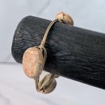 Statement Bracelet Gold Tone with Beige Accents Photo 0