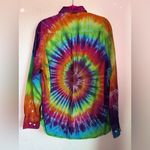 Peace Addict Tie Dyes Hand Dyed Multi Rainbow Button Down Long Sleeve Top L Blue Size L Photo 1