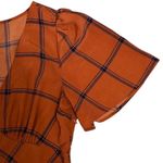 Modcloth Orange Plaid Flutter Sleeve V Neck Midi Dress Womens M Photo 10