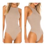 House of Harlow NWT 1960 Sleeveless Crew Neck Ribbed Taupe Bodysuit Sz XL Photo 1