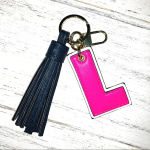 None Pink L letter tassel keychain Photo 1