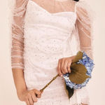 FOR LOVE & LEMONS Pearl Mesh Ruched Sheer Dress Size Small White Photo 0