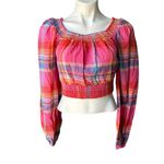 Sanctuary NWT, Laurie Solet Madras Smocked Crop Top, Sz XS Photo 3