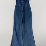 Show Me Your Mumu  Rhea Denim Jumpsuit Ruffled‎ Flare Wide Leg Size Small Photo 2