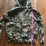 Shinestar  Fishnet Camo Hooded Jacket Womens Medium Green Camo Sheer Zip Up EUC Photo 3