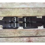 Vintage 90s Lake Shore Drive Brown Double Buckle Belt Cream Crochet Stretch Boho Size XL Photo 5