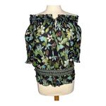 Tory Burch  Fantasia Floral Print Off Shoulder Smocked‎ Top Boho Women Size 4 Photo 1