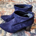 Franco Sarto Kortney Blue Suede Black Patent Pointed Toe Boots Size 9 Photo 4
