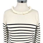 Böhme Striped Ruffled Neck Sweater Ivory White Black Size Medium Photo 1