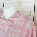 Crown & Ivy Houndstooth Hooded Long Sleeve Poncho Sweater Pink White Large Photo 4