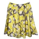 Jon by Teri Jon Silk Pleated Skirt Abstract Yellow Artsy Print Size 10 Photo 0