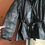 East 5th Vintage 100% Leather Jacket 90s Grunge Belted Chic Black Collar Size XL Photo 1
