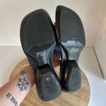 Art Effects Blue Embroidered Square Toe Chunky Slide Sandals Brazil Size 8 Photo 2