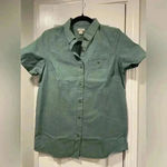 NWOT L.L. Bean Women’s Sage Green Stretch Cotton Short Sleeve Button Down Shirt Photo 0
